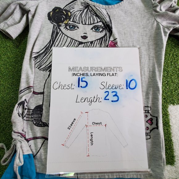 CANYON RIVER BLUES Layered Ruching Side Tie Graphic Tees, M (10-12) - Picture 4 of 16